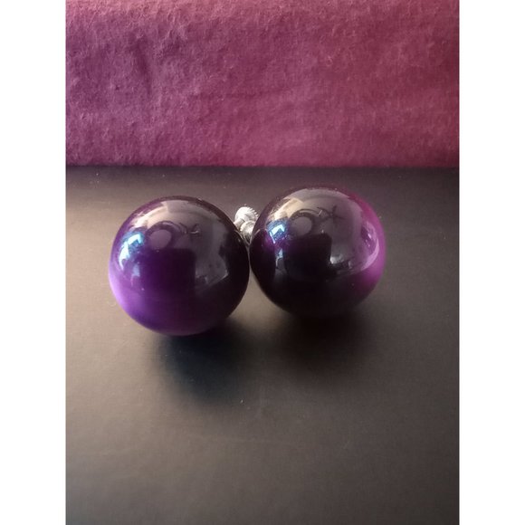 Vintage Sterling Purple Moonglow Screwback Earrings - Picture 3 of 7